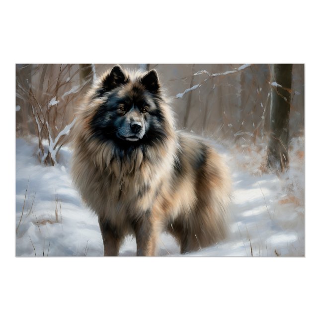 Keeshond lassen es Weihnachten schnee Poster (Vorderseite)