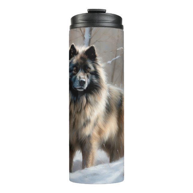 Keeshond lassen es Weihnachten schnee Thermosbecher (Vorderseite)
