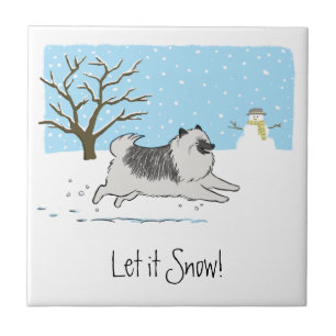 Keeshond "Let it Snow" Fliese