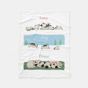 Keeshond-Liebe-Freude-Frieden Fleecedecke