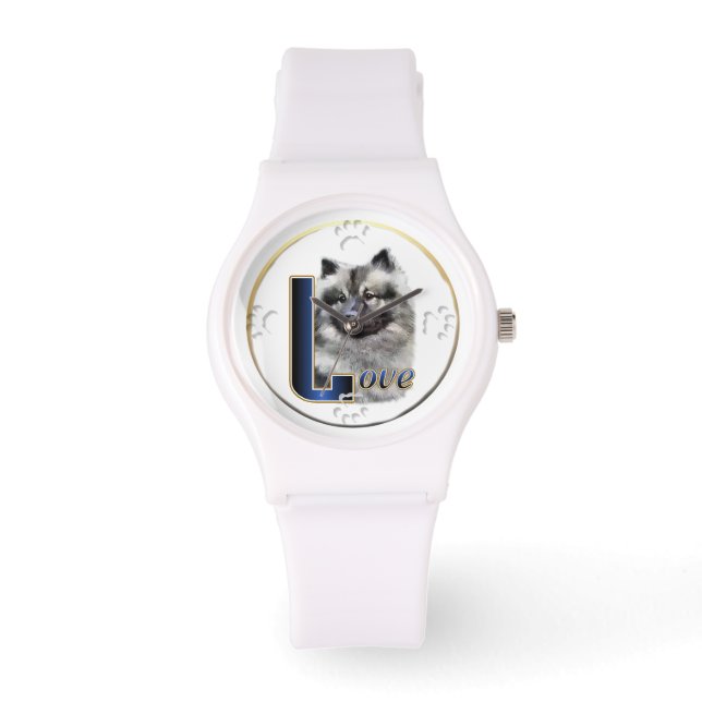 Keeshond LIEBE Geschenke Armbanduhr (Vorderseite)
