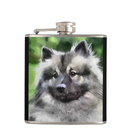 Keeshond Lovers Kunstgeschenke Flachmann