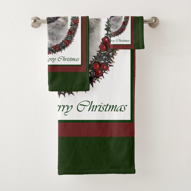 Keeshond Lovers Weihnachten Badhandtuch Set (Insitu)