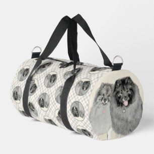Keeshond Malen 2 Keeshonden Original Hunde Kunst Duffle Bag