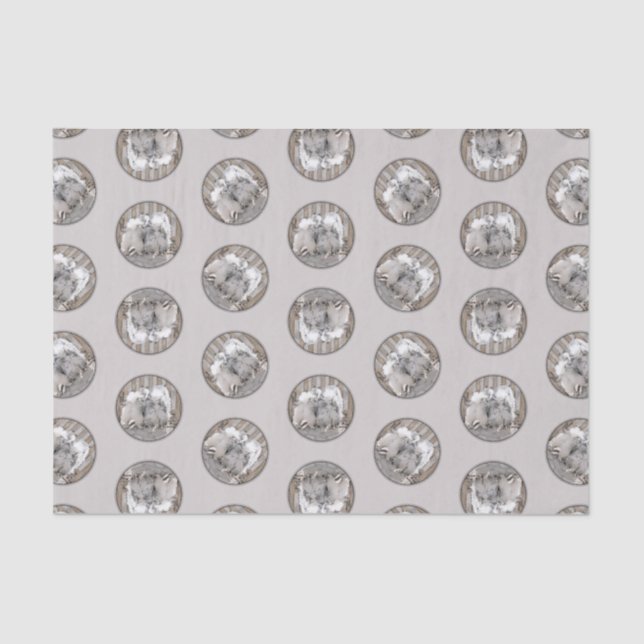 Keeshond Malen Hintern am Tor Niedliche Hundkunst Seidenpapier (Vorderseite)