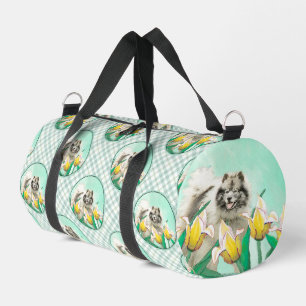 Keeshond Malerei in Tulips Niedliche Original Hund Duffle Bag