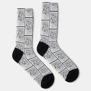 Keeshond-Malerei Kees Niedliche Original-Haustier- Socken