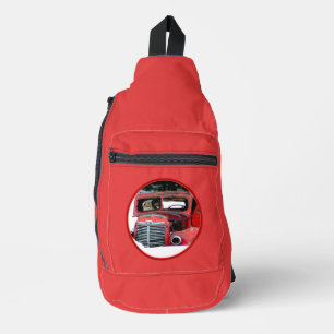 Keeshond Malerei Weihnachten Alter roter LKW Hunde Crossbody Bag