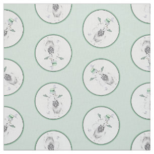 Keeshond Malerei Weihnachten Snowman Pet Dog Art Stoff