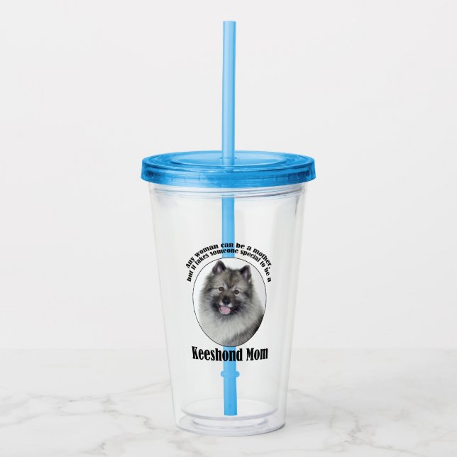 Keeshond-Mama Acryltrinkbecher (Vorderseite)