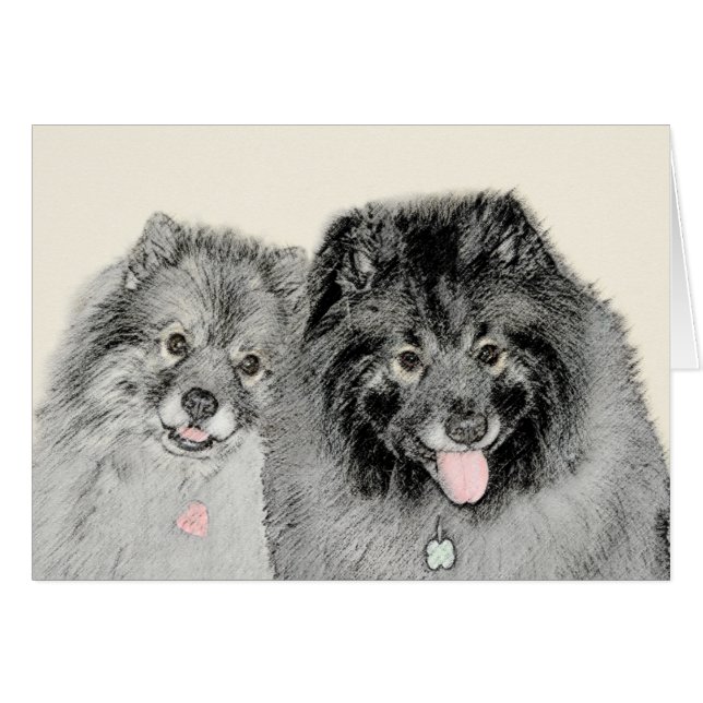 Keeshond Mama and Son Painting - Originelle Hundek (Vorderseite (Horizontal))