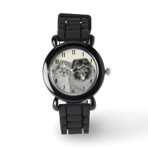 Keeshond Mama and Son Painting - Originelle Hundek Armbanduhr