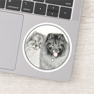 Keeshond Mama and Son Painting - Originelle Hundek Aufkleber