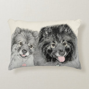 Keeshond Mama and Son Painting - Originelle Hundek Dekokissen