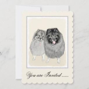 Keeshond Mama and Son Painting - Originelle Hundek Einladung