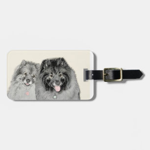 Keeshond Mama and Son Painting - Originelle Hundek Gepäckanhänger
