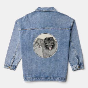 Keeshond Mama and Son Painting - Originelle Hundek Jeansjacke