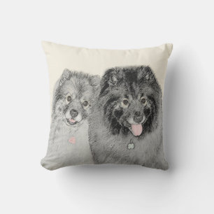 Keeshond Mama and Son Painting - Originelle Hundek Kissen