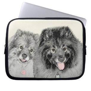 Keeshond Mama and Son Painting - Originelle Hundek Laptopschutzhülle