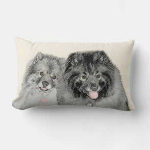 Keeshond Mama and Son Painting - Originelle Hundek Lendenkissen