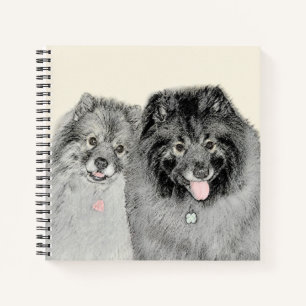Keeshond Mama and Son Painting - Originelle Hundek Notizbuch