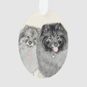 Keeshond Mama and Son Painting - Originelle Hundek Ornament