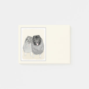 Keeshond Mama and Son Painting - Originelle Hundek Post-it Klebezettel