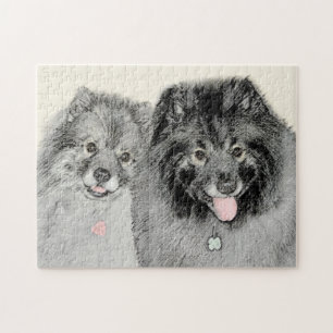 Keeshond Mama and Son Painting - Originelle Hundek Puzzle