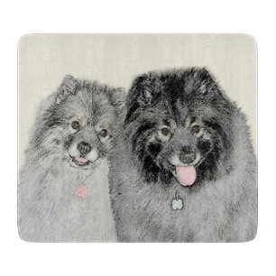 Keeshond Mama and Son Painting - Originelle Hundek Schneidebrett