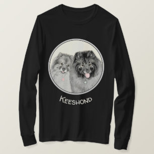 Keeshond Mama and Son Painting - Originelle Hundek T-Shirt