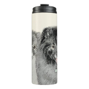 Keeshond Mama and Son Painting - Originelle Hundek Thermosbecher