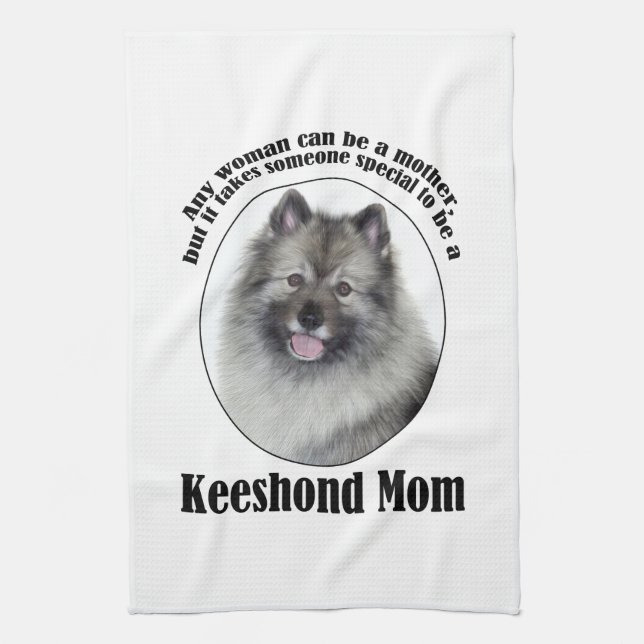 Keeshond-Mama Geschirrtuch (Vertikal)