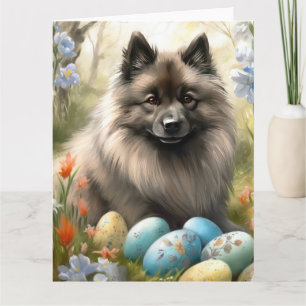 Keeshond mit Ostereiern Karte
