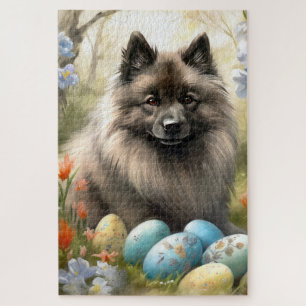 Keeshond mit Ostereiern Puzzle
