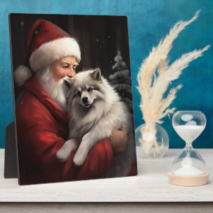 Keeshond mit Weihnachtsfeiern Fotoplatte
