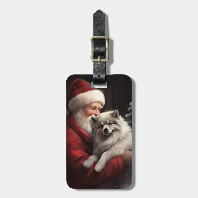 Keeshond mit Weihnachtsfeiern Gepäckanhänger (Vorderseite vertikal)