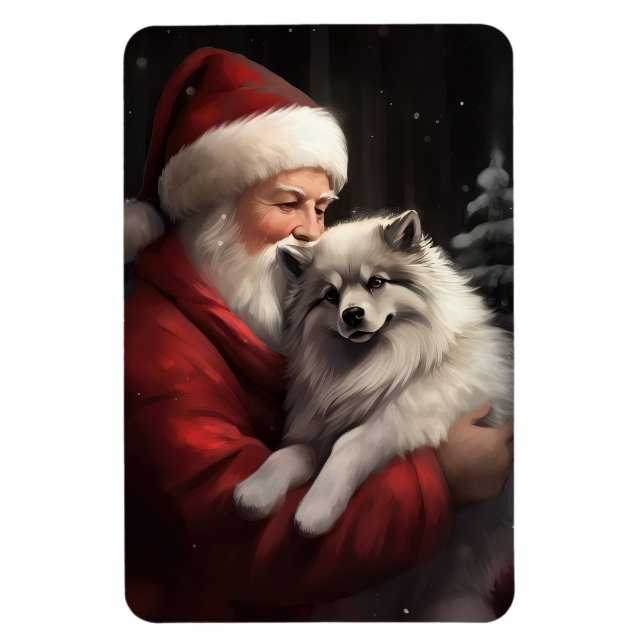 Keeshond mit Weihnachtsfeiern Magnet (Vertikal)