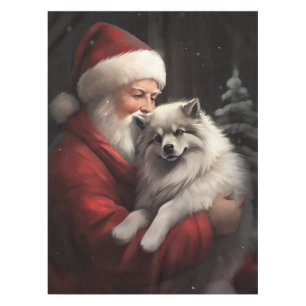 Keeshond mit Weihnachtsfeiern Tischdecke