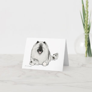 Keeshond mit Welpen Karte