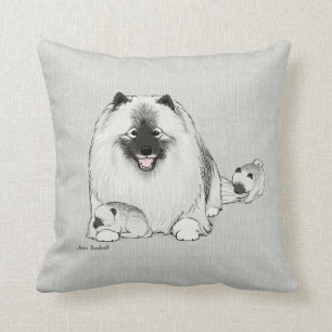 Keeshond mit Welpen Kissen