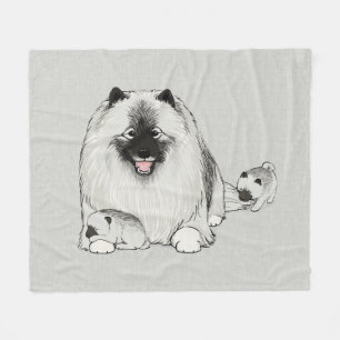 Keeshond mit Welpen   Niedlich Keesie Dog Family Fleecedecke