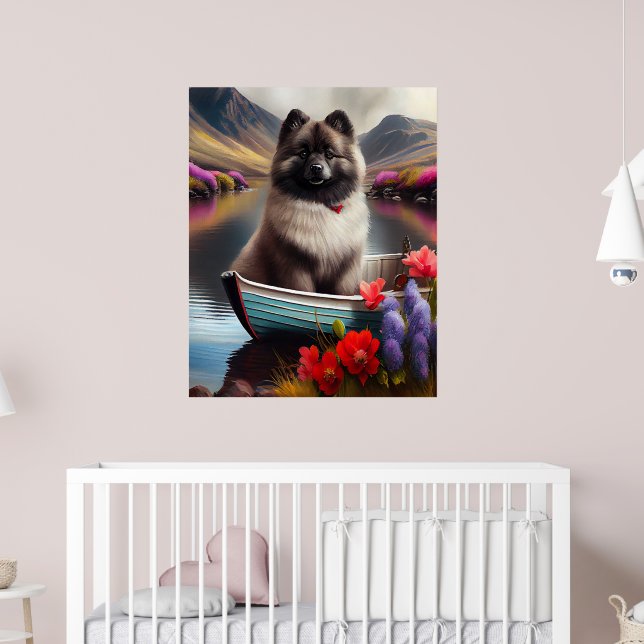 Keeshond on a Paddle: Ein Landschaftliches Abenteu Poster (Kinderzimmer 2)