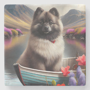 Keeshond on a Paddle: Ein Landschaftliches Abenteu Steinuntersetzer