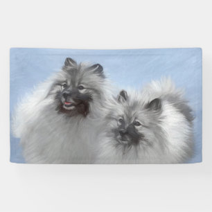 Keeshond-Paar Kees-Malerei Originale Tierkunst Banner