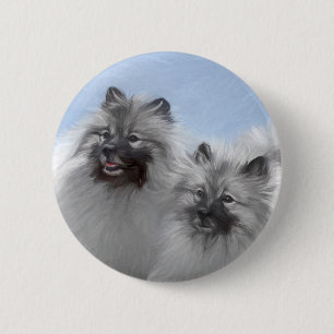 Keeshond-Paar Kees-Malerei Originale Tierkunst Button