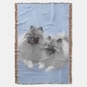Keeshond-Paar Kees-Malerei Originale Tierkunst Decke