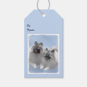 Keeshond-Paar Kees-Malerei Originale Tierkunst Geschenkanhänger
