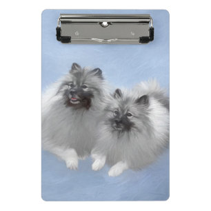 Keeshond-Paar Kees-Malerei Originale Tierkunst Mini Klemmbrett