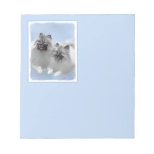 Keeshond-Paar Kees-Malerei Originale Tierkunst Notizblock