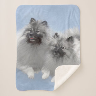 Keeshond-Paar Kees-Malerei Originale Tierkunst Sherpadecke